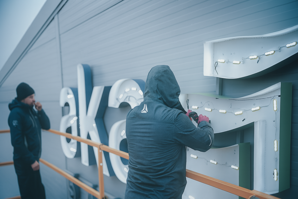 Reklamos iškabų remontas, elektros darbai