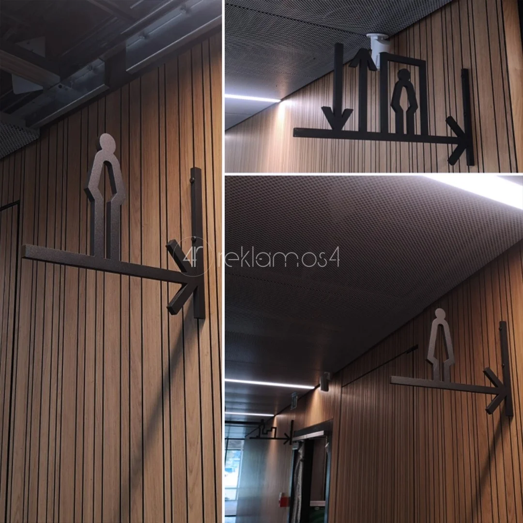 tualetų informaciniės lentos, nuorodų sistema