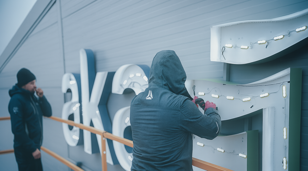 Reklamos iškabų remontas, elektros darbai
